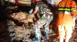 Longsor Di Desa Genting Babinsa Bergerak Cepat Terjun di Lokas