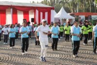 Wali Kota Administrasi Jakarta Pusat Dhany Sukma menghadiri senam sehat bersama yang diselenggarakan oleh Kejaksaan Tinggi DKI Jakarta