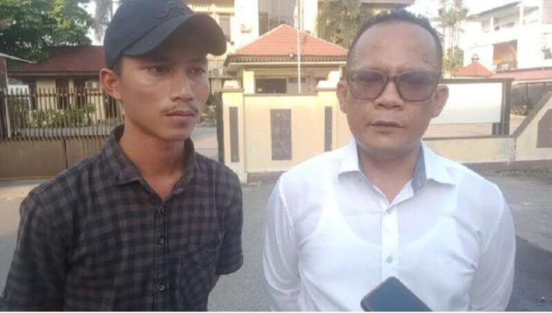 Tim Advokasi DPD GRIB JAYA Riau, Pius Situmorang (Putih), Bersama Korban Rekayasa Kasus, M Andre. Ket : Istimewa