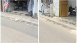 Pemasangan U-ditch pada pembangunan saluran air di wilayah Kelurahan Jembatan Besi, Tambora, Jakarta Barat lebih tinggi dari jalan. (foto: mw)