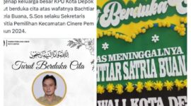 Foto: (Kolase) akun resmi X (dulu Twitter) @kpu_depok - Karangan Bunga dari Wakil Wali Kota Depok, Chandra Rahmansyah, S.Kom, dan Kak Lina. (Dok/Fhm/Okj)