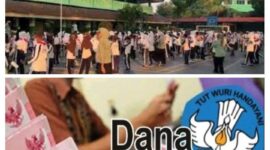 Foto: Kolase - Gedung SDN Cakung Barat 04 Pagi, Ilustrasi Dana Bos. (Dok-Istimewa)