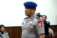 Foto: Komandan Batalyon A Resimen 4 Pasukan Pelopor Korps Brimob, Kompol Cosmas Kaju Gae, saat Sidang Putusan PTDH. (Dok-Istimewa)