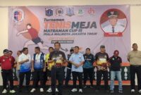 Foto: Wali Kota Jakarta Timur Munjirin membuka secara resmi Turnamen Tenis Meja Matraman Cup III yang memperebutkan Piala Wali Kota Jakarta Timur, di GOR Kecamatan Matraman, Sabtu (25/10/2025).
