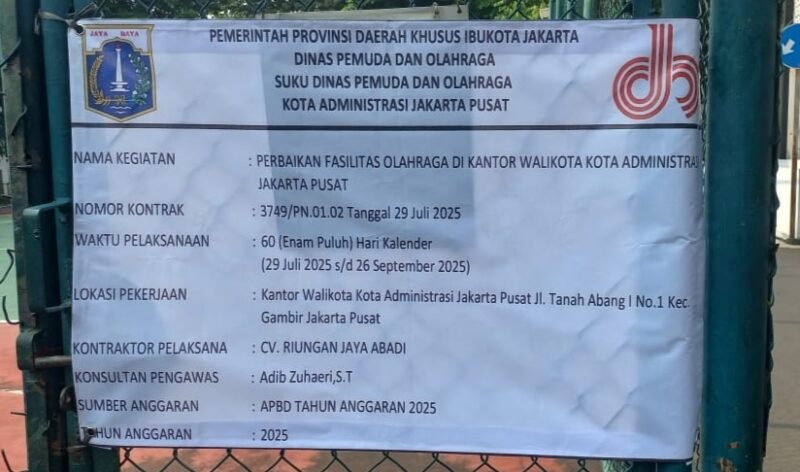 Foto: Papan Peroyek bermasalah, tidak menyertakan nominal Anggran APBD yang tertulis.