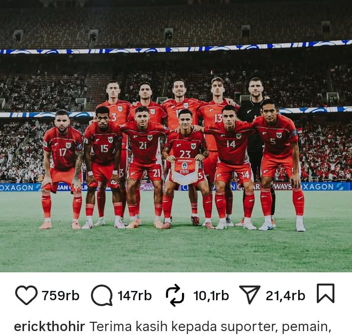 Foto: Tangkapan Layar Instagram. (Dok-Instagram/@erickthohir)
