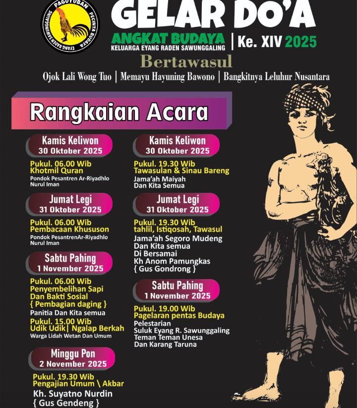 Foto: flyer Pengumuman Do’a dan Angkat Budaya Ke-XIV 2025. (Dok-Istimewa)