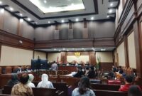Foto: Ruang Sidang Pengadilan Tindak Pidana Korupsi (Tipikor) pada Pengadilan Negeri Jakarta Pusat kembali menggelar sidang lanjutan perkara dugaan tindak pidana korupsi pembiayaan ekspor Lembaga Pembiayaan Ekspor Indonesia (LPEI) atau Indonesia Eximbank, Jumat (17/10/2025). (Dok-Okj/Fahmy Nurdin)