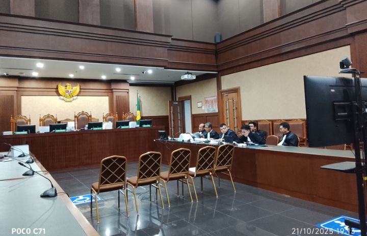 Foto: Suasana Ruang Sidang Prof. Dr. HM. Hatta Ali. SH., MH., Pengadilan Negeri Jakarta Pusat, Selasa (21/10/2025). (Dok-Okj/Fahmy Nurdin)