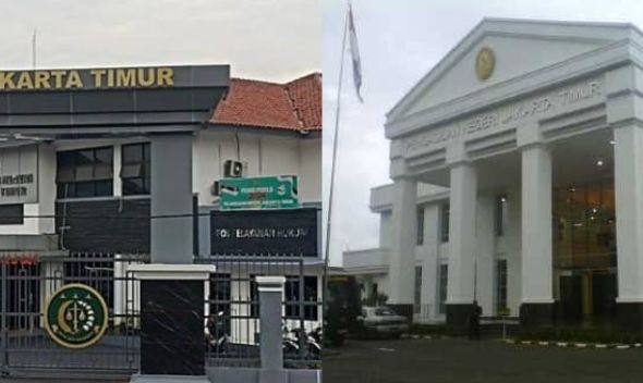 Foto: Kolase Gedung Kejaksaan Negeri Jakarta Timur dan Pengadilan Negeri Jakarta Timur. (Dok-Istimewa)
