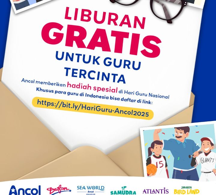 Foto: Ancol Beri Tiket Gratis bagi Guru di Hari Guru Nasional 2025, Dua Ribu Lebih Kuota Disiapkan. (Dok-Istimewa)