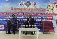 Foto: Peluncuran buku “Bangkit Untuk Negeri Bersama dalam Bela Negara” oleh Media Nasional Sorot News bersama Ormas Satria digelar di Aula Kampus Pascasarjana Universitas Pertahanan RI, Jakarta Pusat.