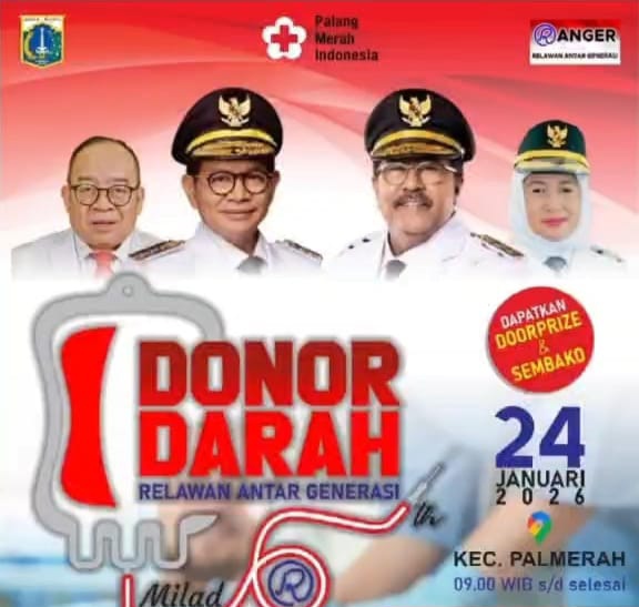 Foto: Relawan Antar Generasi (RANGER) menggelar kegiatan donor darah dalam rangka Milad ke-6 di Kecamatan Palmerah, Jakarta Barat