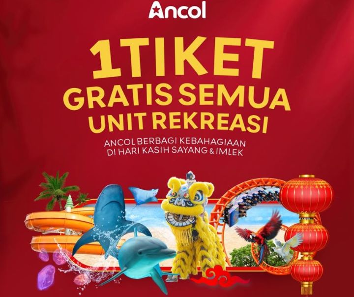 Foto: Ancol meluncurkan program tiket terusan seharga Rp150.000 yang memberikan akses ke seluruh unit rekreasi Ancol dalam satu hari kunjungan.Program ini disiapkan khusus untuk menyambut Hari Valentine dan perayaan Tahun Baru Imlek 2026. (Dok-Istimewa)