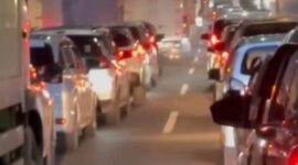 Foto: Kemacetan parah mengular di ruas tol arah Pelabuhan Tanjung Priok, Jakarta, Kamis, (12/2/2026)