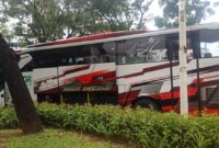 Foto: Bus Pariwisata Berhenti di Ruang Terbuka Hijau