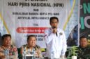 Ketua Persatuan Wartawan Indonesia (PWI) Kalimantan Barat, Kundori, memberikan sambutan pada acara Syukuran Hari Pers Nasional (HPN) 2026 di Kabupaten Sekadau, Sabtu (14/2/2026)
