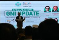 Ketua Dewan Pers Prof. Komaruddin Hidayat, saat memberikan sambutan dalam Special Event GNI Update di Serang, Minggu (8/2/2026)