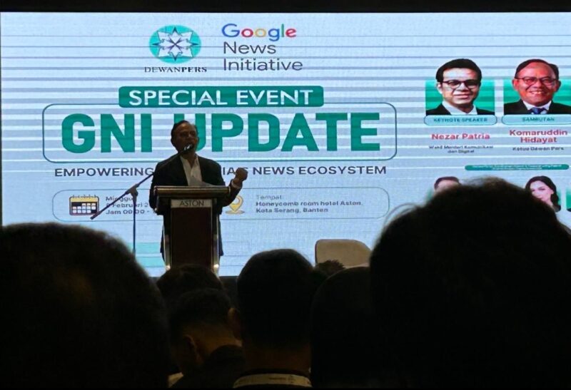 Ketua Dewan Pers Prof. Komaruddin Hidayat, saat memberikan sambutan dalam Special Event GNI Update di Serang, Minggu (8/2/2026)