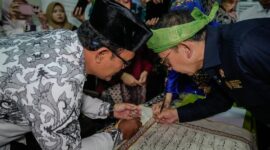 ruang pamer Museum Sejarah Al-Qur’an di Kecamatan Percut Sei Tuan, Kabupaten Deli Serdang, Sumatra Utara, Selasa (10/3)