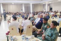Foto: Para pimpinan organisasi masyarakat (Ormas) Bela Negara, pejabat Kementerian Pertahanan, serta undangan mengikuti kegiatan silaturahmi dan buka puasa bersama yang diselenggarakan Badan Cadangan Nasional (Bacadnas) Kemhan RI di Aula Bela Negara, Gedung R. Suprapto, Ditjen Potensi Pertahanan Kemhan RI, Jakarta, Selasa (10/3/2026).