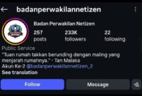 Foto: Tampilan akun Instagram @badanperwakilannetizen yang memiliki lebih dari 233 ribu pengikut menjadi sorotan publik di tengah polemik konten viral yang diklaim sebagai produk pers.