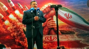 Foto: Duta Besar Republik Islam Iran untuk Indonesia, Mohammad Boroujerdi, menyampaikan pernyataan keras terkait eskalasi konflik yang melibatkan negaranya dalam konferensi pers di kawasan Menteng, Jakarta Pusat, Senin (2/3/2026). (Dok-Okj/FN)