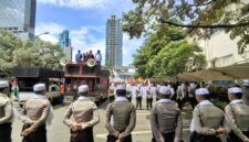 Foto: Polisi berpeci dikerahkan untuk kawal demo selama bulan Ramadan 2026 (Dok-Polda Metro Jaya)