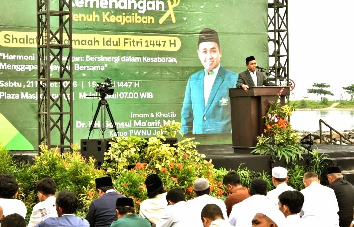Foto: Momentum Hari Raya Idul Fitri 1447 Hijriah dimanfaatkan masyarakat untuk mempererat tali silaturahmi melalui pelaksanaan Shalat Id berjamaah di kawasan PT Pembangunan Jaya Ancol Tbk. (Dok-Istimewa)
