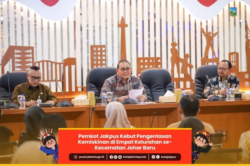 Foto: Wali Kota Administrasi Jakarta Pusat, Arifin, memimpin rapat pembahasan rencana aksi percepatan penanggulangan kemiskinan di empat kelurahan se-Kecamatan Johar Baru, di Ruang Pola Kantor Wali Kota Jakarta Pusat, Kamis (9/4/2026).