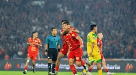 Foto: Selebrasi Eksel Runtukahu di laga Persija Jakarta vs Persebaya Surabaya di BRI Super League, Sabtu (11/4/2026). (Dok-Istimewa)