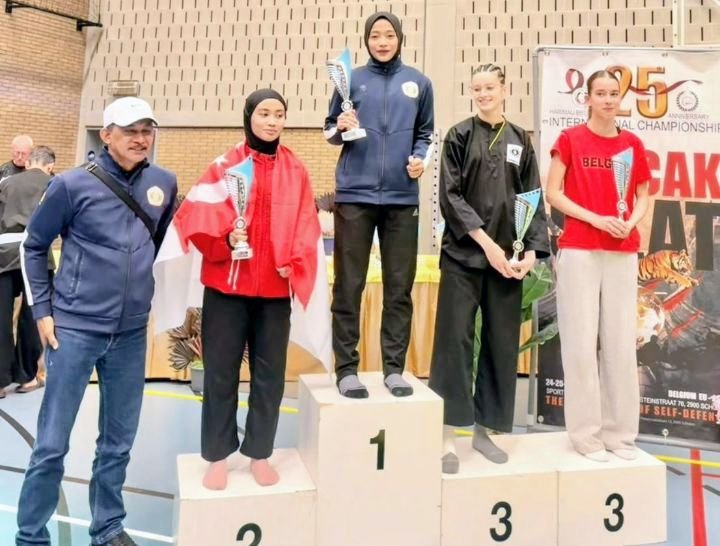 Foto: Prestasi membanggakan kembali ditorehkan Tim Nasional Pencak Silat Indonesia dalam ajang Belgium Open Pencak Silat Championship 2026 yang berlangsung pada 24–27 April 2026 di Schoten, Belgia. (Dok-Istimewa)