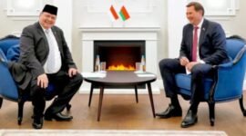 Menteri Koordinator Bidang Perekonomian RI Airlangga Hartarto menggelar pertemuan bilateral dengan Menteri Luar Negeri Belarus Maxim Ryzhenkov di Minsk, Minggu (17/6).