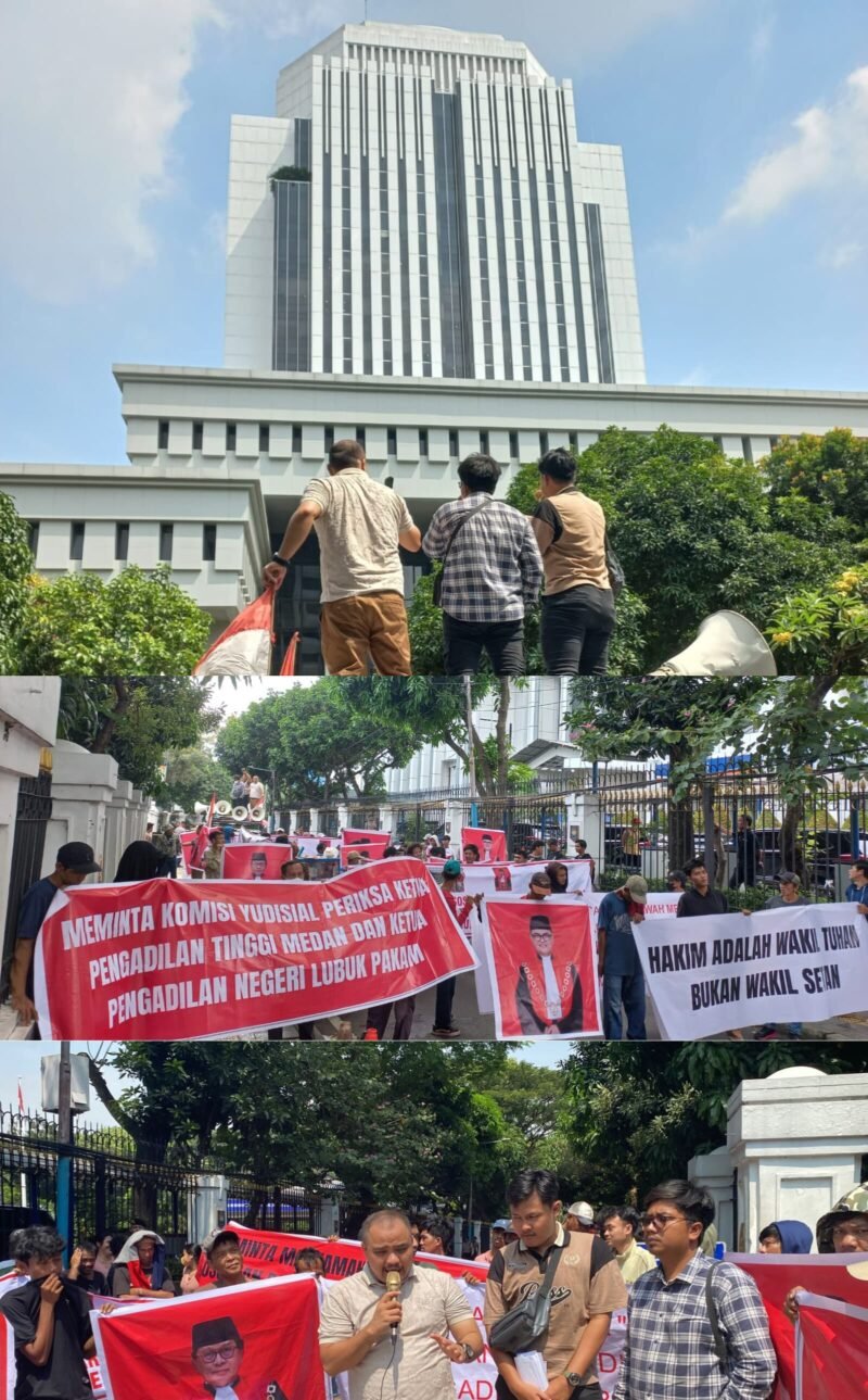 Setelah melakukan aksi di Pengadilan Tinggi Medan Para massa aksi yang tergabung dalam aliansi millenial, warga, dan konsumen perumahan pondok alam mendatangi gedung mahkamah agung di jakarta tujuan dan tuntutan nya sama yaitu untuk meminta keadilan dan kepastian hukum,