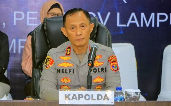 Foto: Kapolda Lampung Irjen Pol Helfi Assegaf, Melaksanakan Konfrensi Pers Tindak Pidana Perdagangan Orang (TPPO) Anak di bawah umur. (Dok-Istimewa)