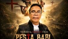 Foto: Kolase praktisi hukum Erdi Surbakti, S.H., M.H., dan Flyer Film Pesta Babi. (Dok-Istimewa)