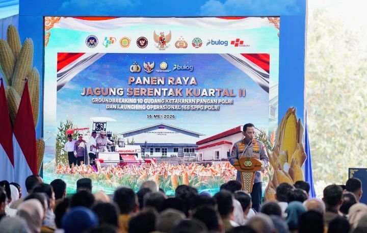 Foto: Kapolri Jenderal Lityo Sigit Prabowo dalam agenda panen raya jagung serentak kuartal II, groundbreaking 10 gudang ketahanan Polri, serta peluncuran operasional 166 Satuan Pelayanan Pemenuhan Gizi (SPPG) Polri di Kabupaten Tuban, Jawa Timur, Sabtu (16/5/2026). (Dok-Istimewa)