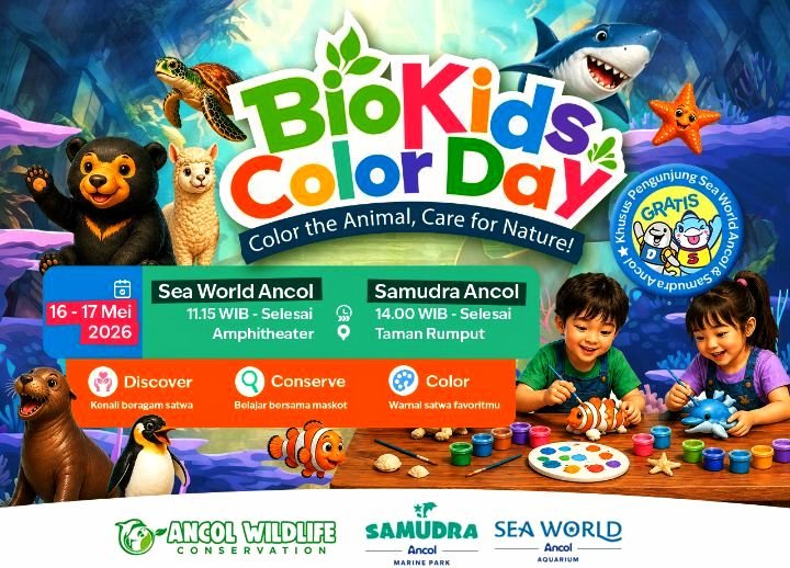 Foto: Flyer BioKids Color Day, Edukasi Konservasi Satwa. (Dok- Ancol)