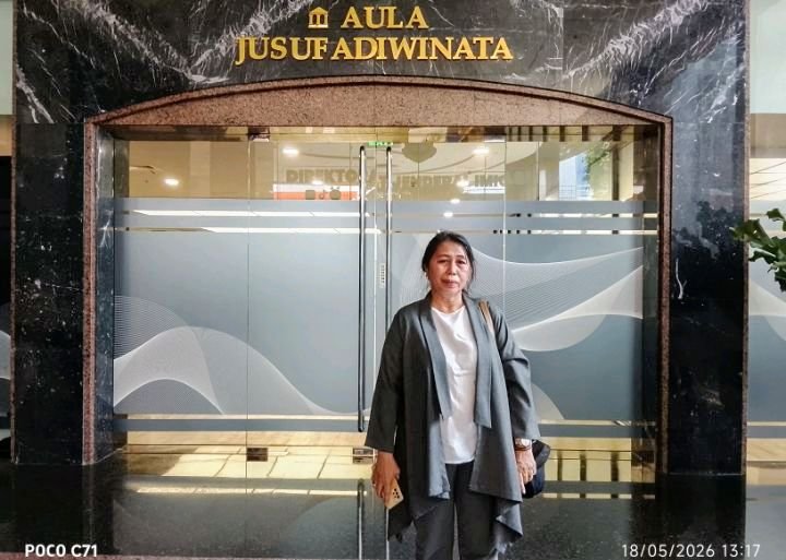 Foto: Kuasa hukum LBH PBNU Bogor Raya, Lily Tumengkol, S.H., saat datangi Gedung Kementerian Imigrasi dan Pemasyarakatan (IMIPAS) di Jakarta, Senin (18/5/2026). (Dok-okj/fn)