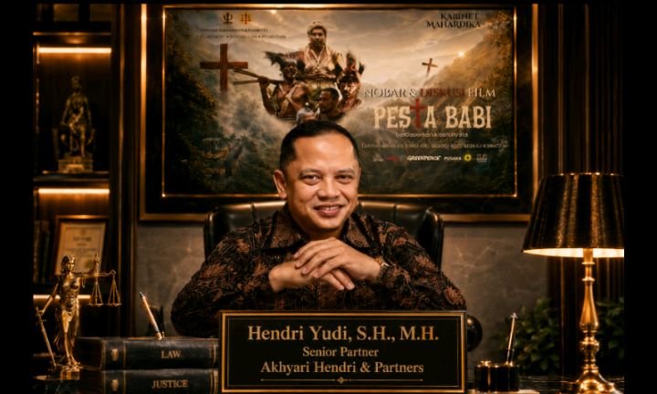 Foto: Hendri Yudi, S.H., M.H. Senior Partner Akhyari Hendri & Partners dan Flyer Film Dokumenter 