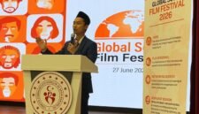 Foto: Naufal Ubaidillah, Presiden Global Youth Diplomacy Community in Türkiye, menyampaikan sambutan saat membuka Global South Film Festival 2026 di Çemberlitaş Gençlik Merkezi, Istanbul, Turki, Sabtu (27/6/2026).