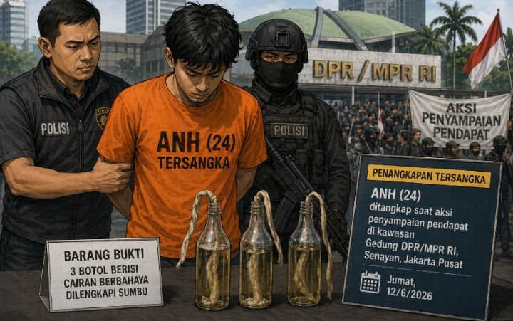 Foto: Ilustrasi Penangkapan Tersangka ANH oleh Polda Metro Jaya. (Dok-okj/AI)