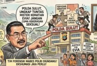 Foto: LBH Gekira meminta Polda Sulawesi Utara mengusut secara menyeluruh penyebab kematian Evia Maria Mangolo.