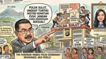 Foto: LBH Gekira meminta Polda Sulawesi Utara mengusut secara menyeluruh penyebab kematian Evia Maria Mangolo.