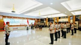 Foto: Kepala Kepolisian Negara Republik Indonesia (Kapolri) memimpin langsung upacara serah terima jabatan (sertijab) enam Kepala Kepolisian Daerah (Kapolda) di jajaran Polri yang berlangsung di Rupattama Mabes Polri, Jakarta, Sabtu (4/7/2026). (Dok-Istimewa)