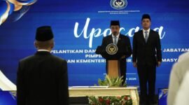 Menteri Imigrasi dan Pemasyarakatan Agus Andrianto melantik Rudi Setiawan sebagai Inspektur Jenderal (Irjen) Kementerian Imigrasi dan Pemasyarakatan (Kemenimipas) di Aula Jusuf Adiwinata, Gedung Kemenimipas, Jakarta, Kamis (16/7).