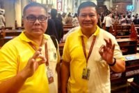 Foto: Brigjen TNI (Purn.) P. Gunung Sarasmoro (kanan) bersama Irjen Pol (Purn.) Herry Dahana berpose usai mengikuti rangkaian Sidang Pleno XII Federation of Asian Bishops' Conferences (FABC) 2026 di Jakarta.