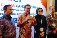 Foto: Menteri Kesehatan Budi Gunadi Sadikin saat menghadiri Indonesia-China Cancer Forum (ICCF) 2026 yang berlangsung di Jakarta, Minggu (12/7/2026). (Dok-okj/fn)
