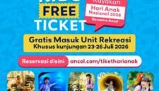 Foto: Flyer PT Pembangunan Jaya Ancol Tbk menghadirkan program Kids Free Ticket dalam rangka memperingati Hari Anak Nasional (HAN) 2026. (Dok-Istimewa)