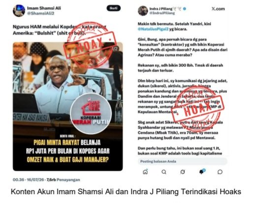 Menteri Hak Asasi Manusia (HAM) Natalius Pigai membantah sejumlah narasi yang beredar di media sosial terkait pernyataan dirinya mengenai Koperasi Merah Putih. Pigai menegaskan informasi tersebut merupakan hoaks dan mengimbau masyarakat lebih berhati-hati dalam menerima informasi di ruang digital.